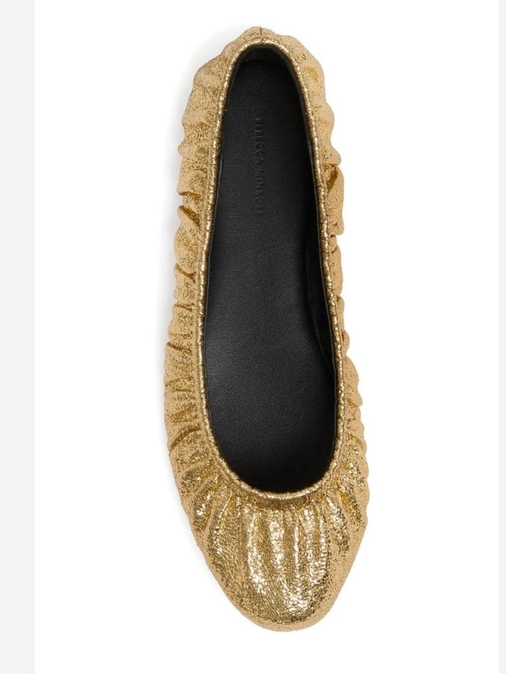 Rebecca Minkoff Metallic Gold Ruched Ballet Flat women size 8.5 like new